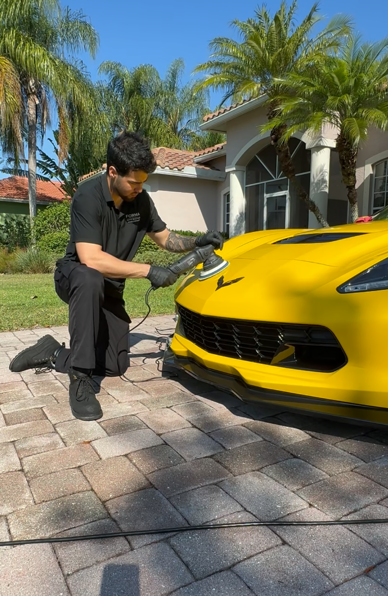 Corvette paint corrected to a mirror finish by FORMA Detailing